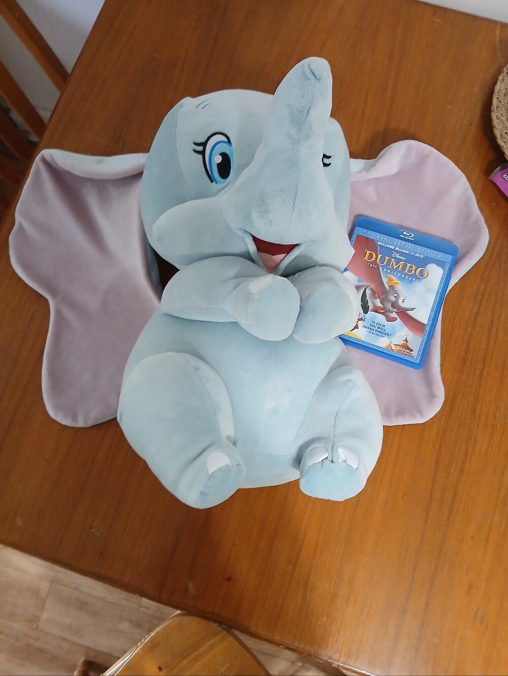 Disney Light Blue and Pink Dumbo Plush Elephant Stuffed Toy With Blue ray